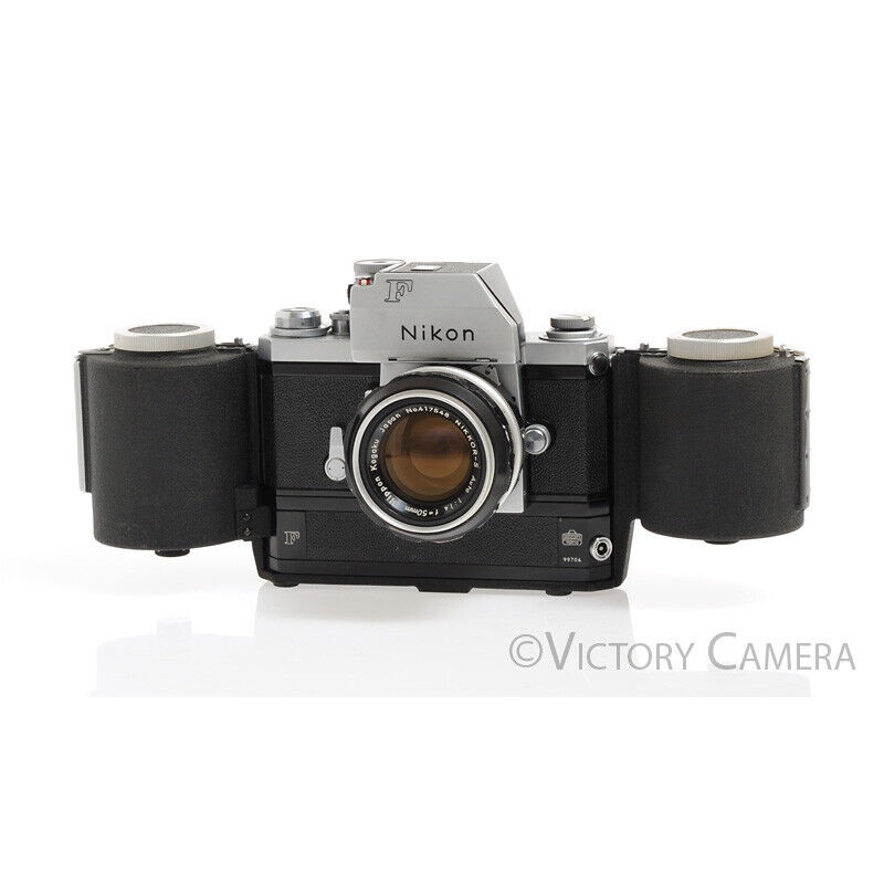 Nikon F Chrome 35mm Camera w/ Rare 250 Exp. MF-1 Mag, 50mm f1.4 -Display Only- [AS-IS]
