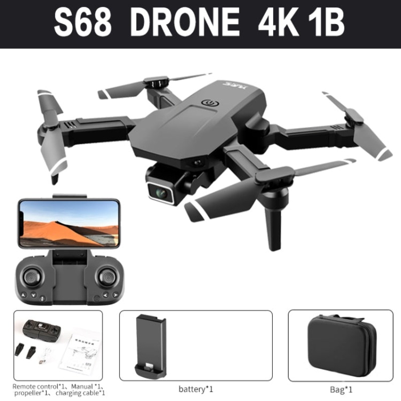 S68 4K Mini Folding Air Pressure Fixed Altitude Quadcopter Drone For Aerial Photography Black