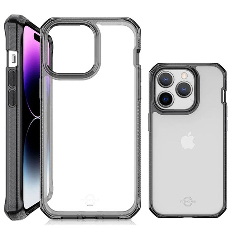Itskins Case For iPhone 14 Pro Max ( 6.7″) Hybrid Clear Black and Transparent – ( AP4M-HBMKC-BKTR )