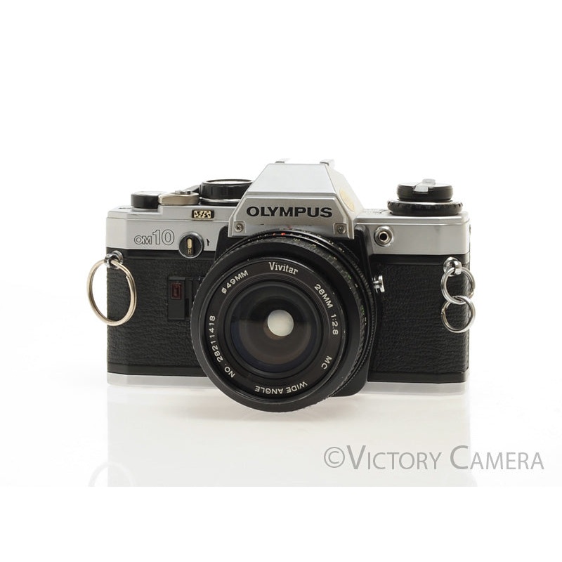 Olympus OM-10 OM10 Chrome 35mm Camera w/ 28mm f2.8 [EXC]