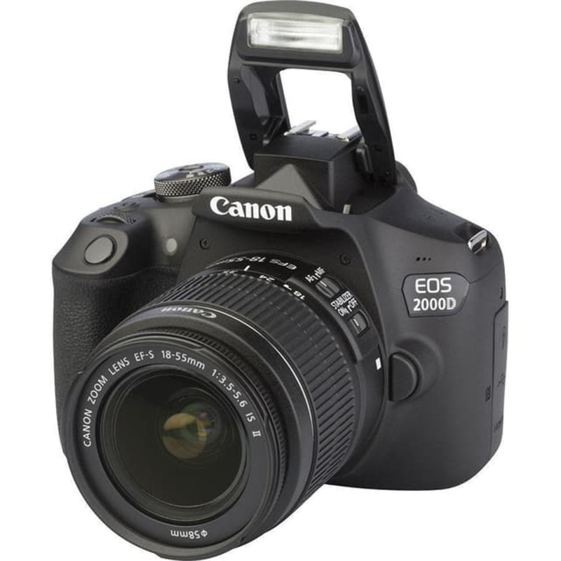 EOS 2000D SLR – Black + Canon Zoom Lens EF-S 18-55mm f/3.5-5.6 IS II f/3.5-5.6
