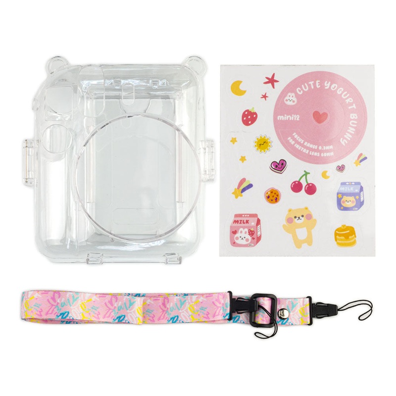 Funda Transparente para Cmara Instantnea Instax Mini 12 con Accesorios Rosa