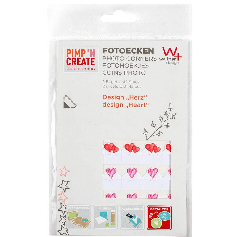 Walther Design Pimp & Create Photo Corners – Hearts | Self-adhesive | Acid Free | Archival Quality