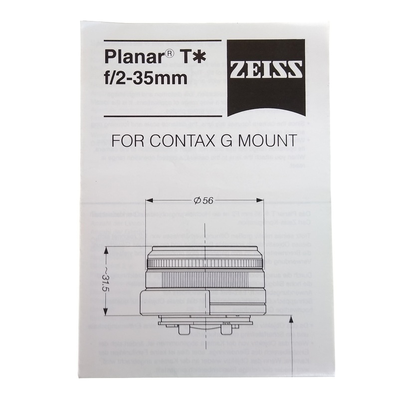 Contax G Planar 35mm f/2 Instruction Manual.