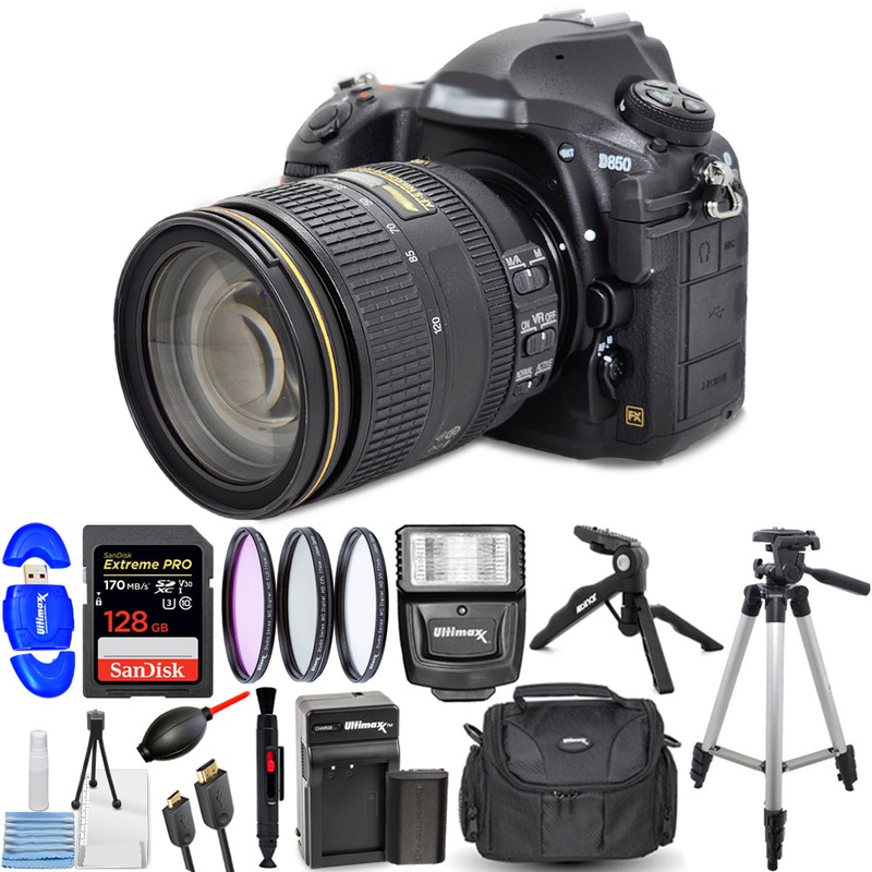 Nikon D850 DSLR with AF-S 24-120mm ED VR Lens – 15PC Accessory Bundle