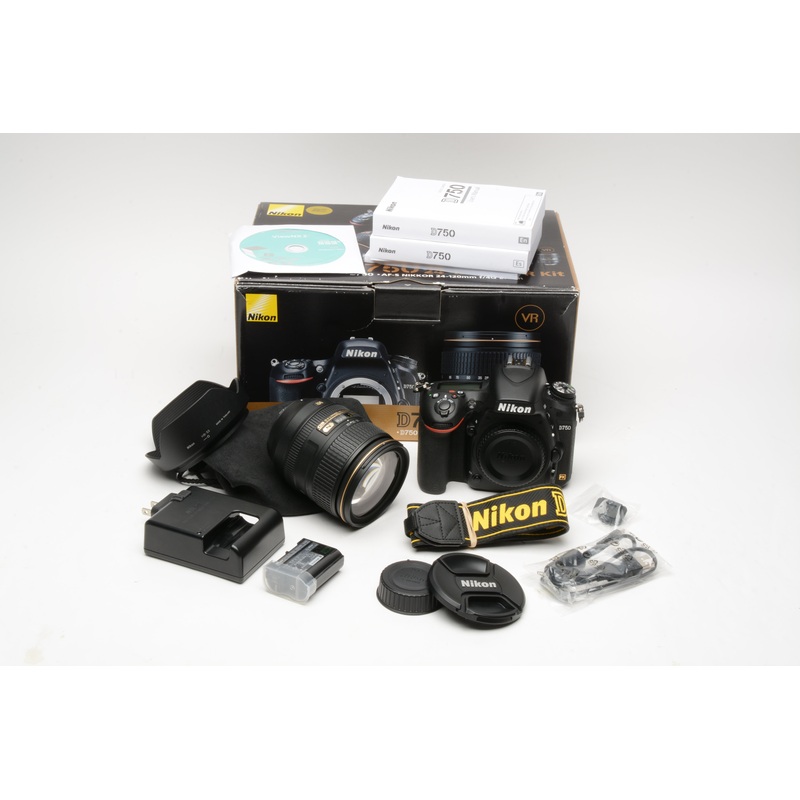 Nikon D750 DSLR w/AF-S 24-120mm F4G ED VR lens kit, Mint-, Only 4906 Acts!