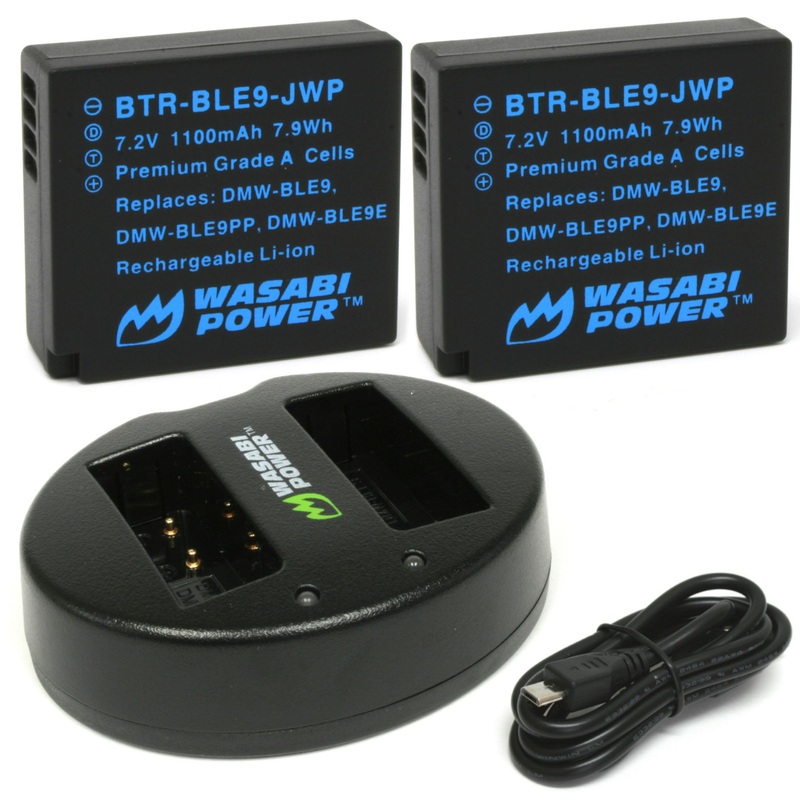 Panasonic DMW-BLE9, DMW-BLG10 Battery (2-Pack) and Dual Charger by Wasabi Power