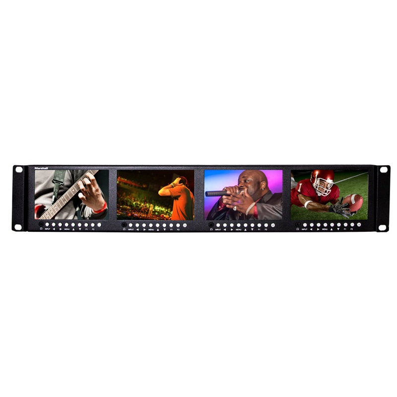Marshall Electronics ML-454-V2 Quad 4.5-inch Screens Rackmountable Monitor with HDMI 3G-SDI and Composite Inputs