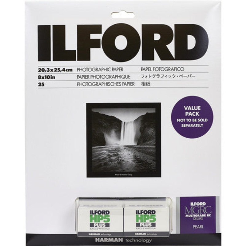 Ilford MULTIGRADE RC Deluxe Paper and HP5 Plus Value Pack (Pearl, 8 x 10″, 25 Sheets)