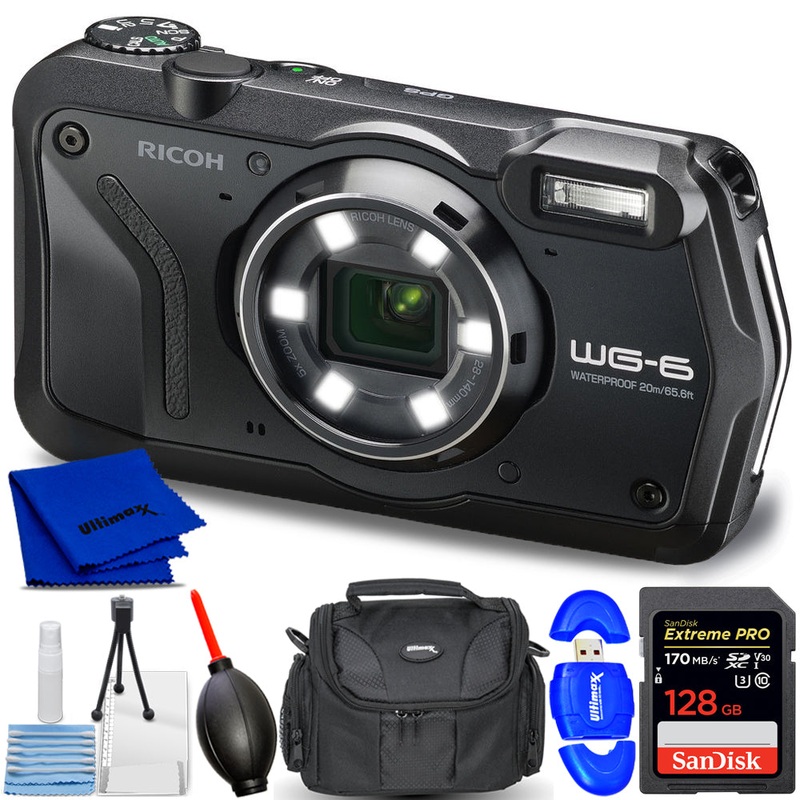 Ricoh WG-6 Digital Camera (Black) 03843 – 7PC Accessory Bundle