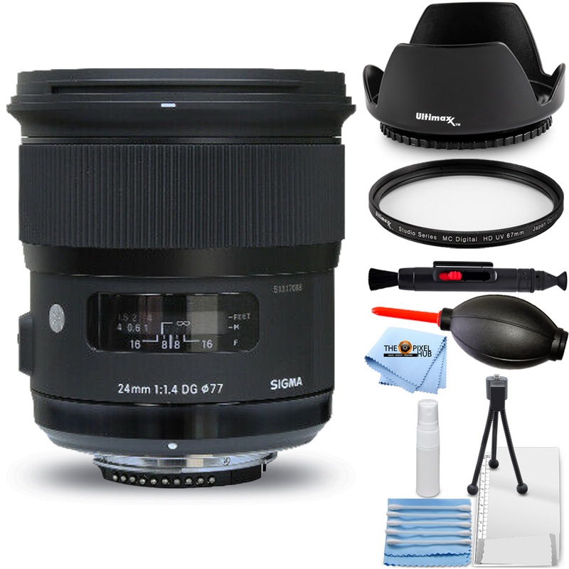 Sigma 24mm f/1.4 DG HSM Art Lens for Nikon F 401306 – Essential UV Filter Bundle
