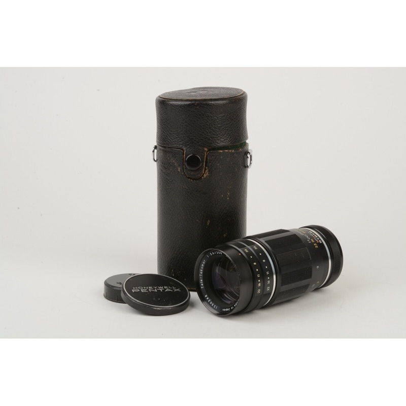 Asahi Pentax Tele-Takumar 200mm F5.6 M42 Screw Mount Lens w/ case+caps+hood