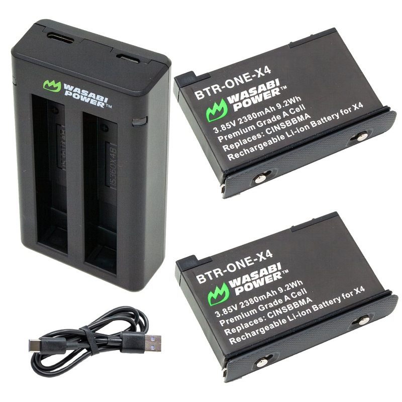 Insta360 X4 Battery (2-Pack) and Dual USB-C Charger by Wasabi Power