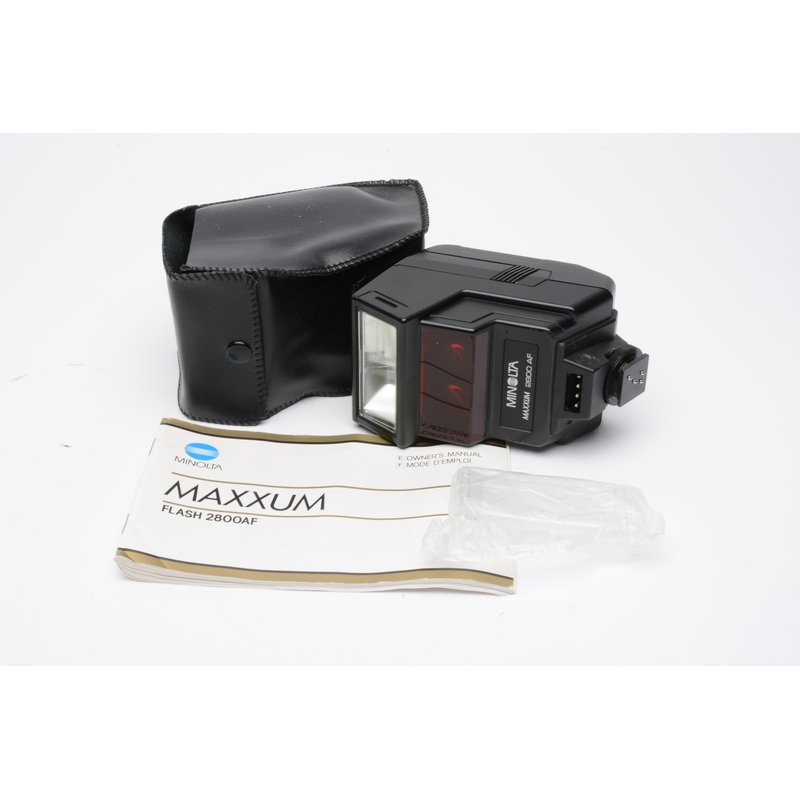 Minolta Maxxum AF 2800AF flash, case, diffuser, manual, tested, great