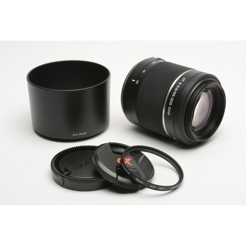 Sony 55-200mm f4-5.6 DT SAM SAL55200-2 zoom lens, hood+caps
