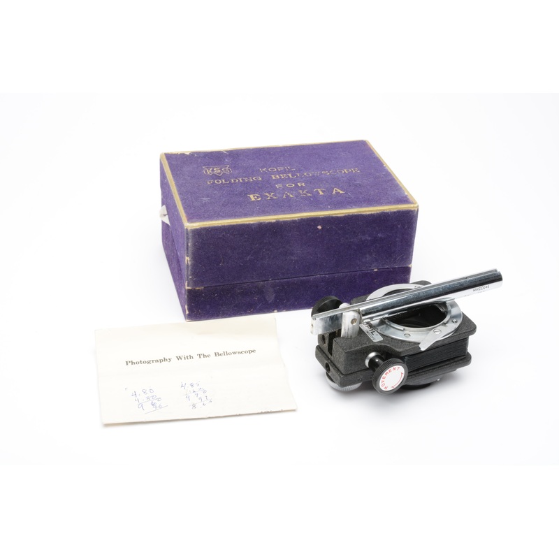 Kopil Folding bellows for Exakta mount, Mint in box w/Instructions