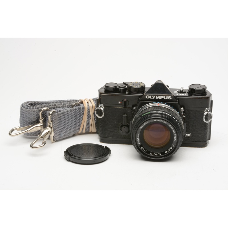 Olympus OM-1 MD black body w/50mm f1.8 Zuiko lens, New seals