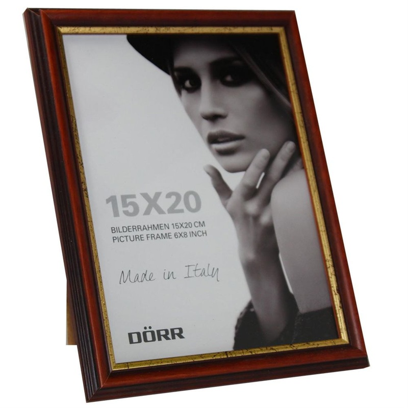 Dorr Tessin Mahogany and Gold Wood 8×6 Photo Frame | Made in Italy | Stand or Hang