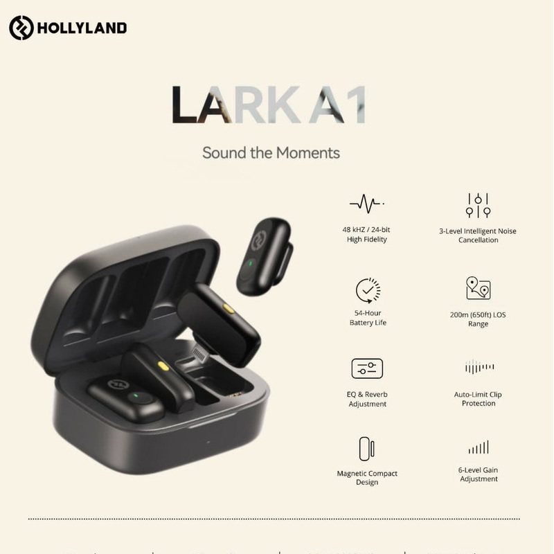 Hollyland LARK A1 Combo 2-Person Wireless Microphone System (Space Gray, 2.4 GHz)