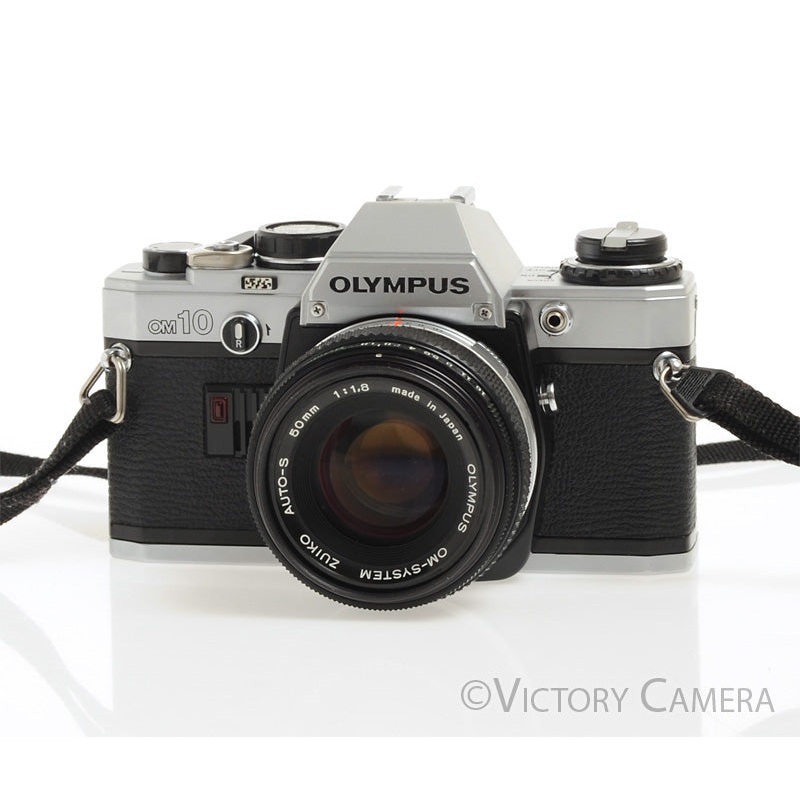 Olympus OM-10 Chrome 35mm Camera w/ 50mm f1.8  Prime Lens -New Seals- [EXC]