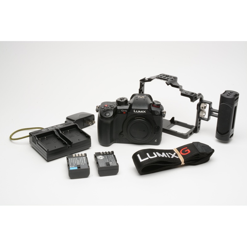 Panasonic Lumix GH5s Bundle: 2batts, dual charger, cage, ONLY 218 Acts!! Nice