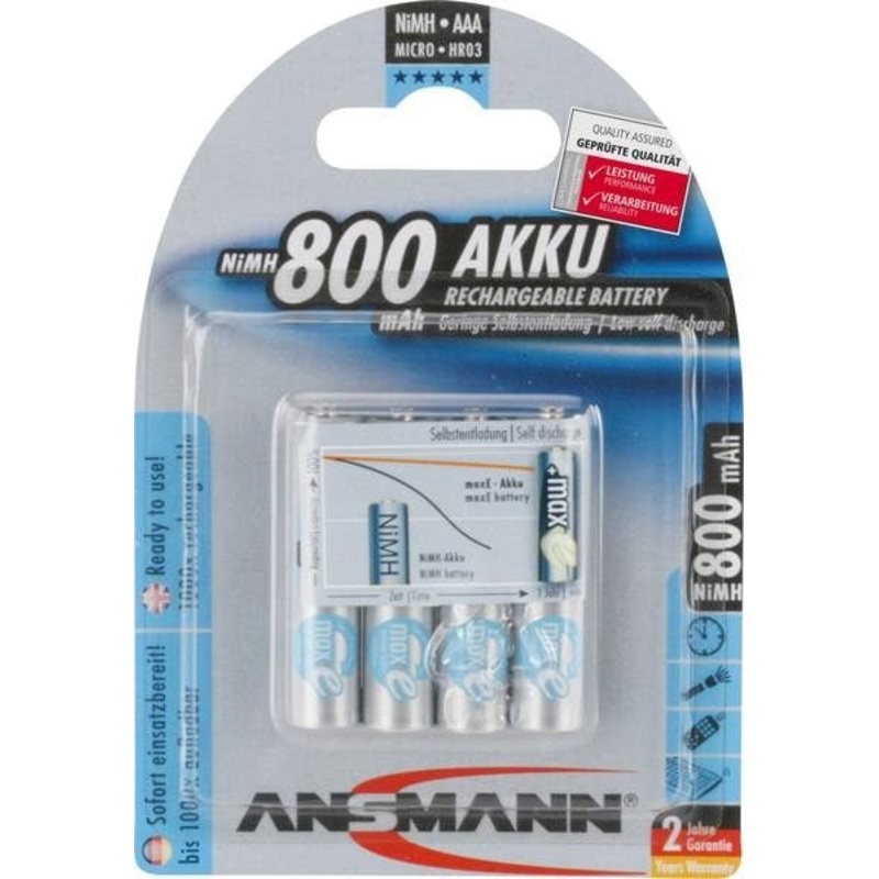 Ansmann Rechargeable AAA Battery 800 mAh – 4 Pack