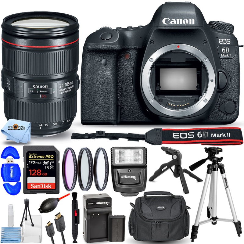 Canon EOS 6D Mark II DSLR Camera with 24-105mm f/4 Lens – 15PC Accessory Bundle