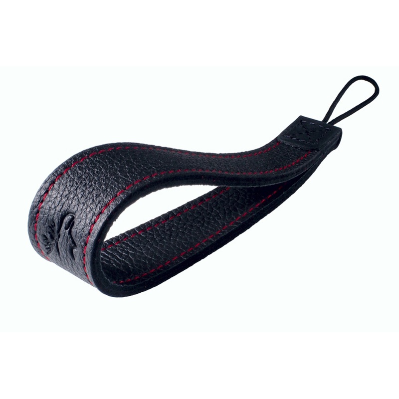 EDDYCAM Elk Leather Wrist Strap (Sling 1), Black/Black with Red Stitching