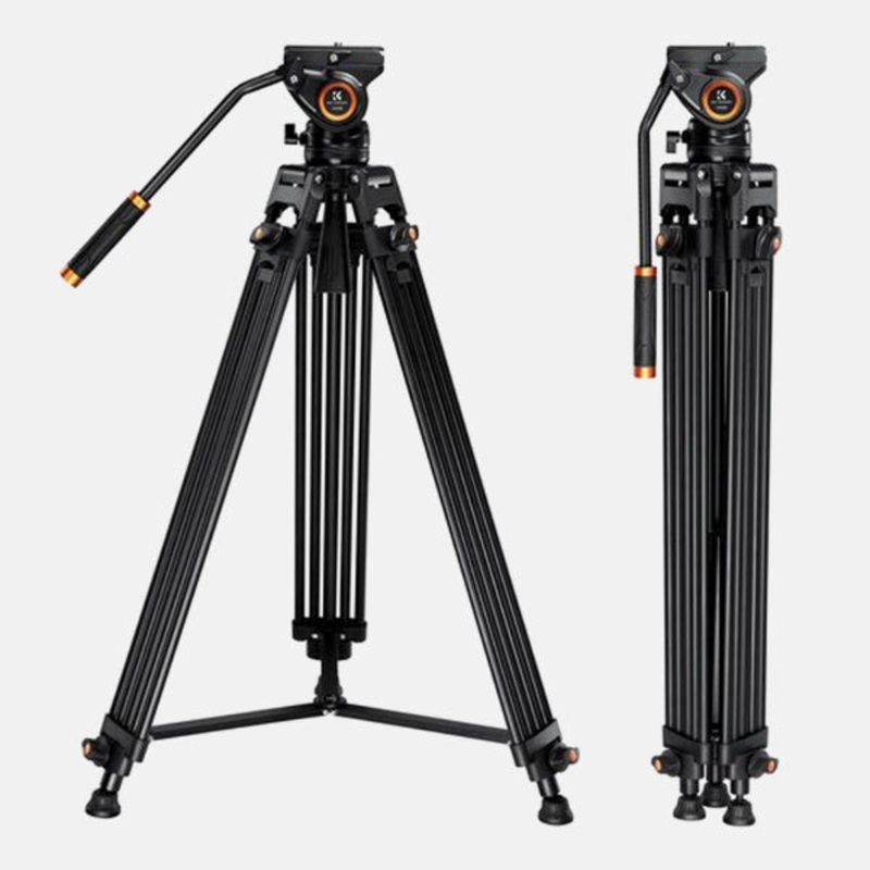 K&F Concept VA18 + VH081 Aluminum Alloy K&F Camera Video Tripod with Panorama Fluid Hydraulic Billhead