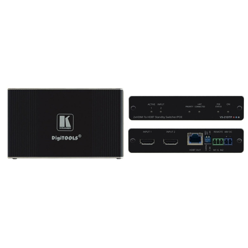 Kramer Electronics VS-21DTP 2×1 4K60 4:2:0 HDCP 2.2 HDMI Auto Switcher with Bidirectional PoE over HDBaseT