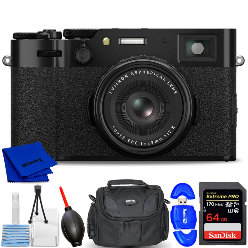 FUJIFILM X100VI Digital Camera (Black) 16821913 – 7PC Accessory Bundle
