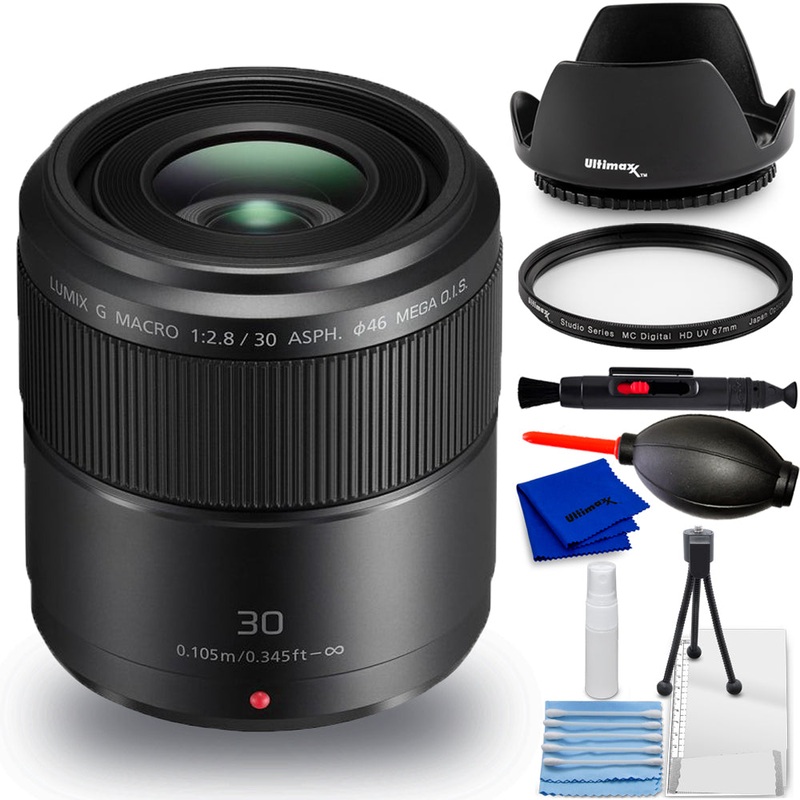Panasonic LUMIX G MACRO 30mm f/2.8 ASPH. MEGA O.I.S. Lens – 7PC Accessory Bundle