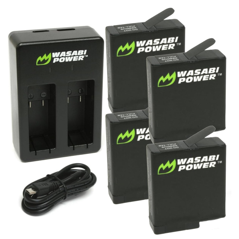 GoPro HERO7 Black, HERO6, HERO5 Battery (4-Pack) and Dual Charger by Wasabi Power