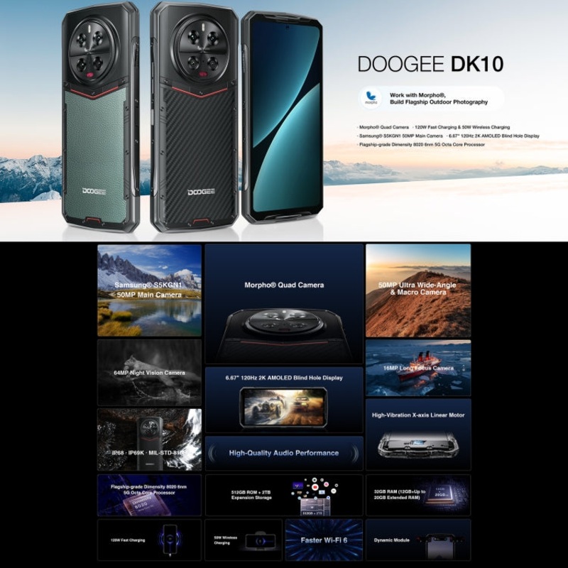 DOOGEE DK10 5G Rugged Phone Night Vision Camera 12GB+512GB Black