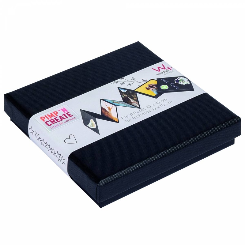 Flettirammi/albm  boxi fyrir 10x10cm myndir – Svartur