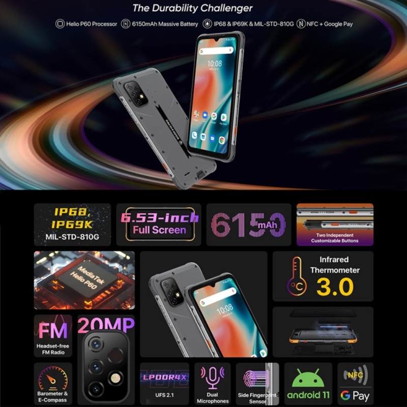 Umidigi Bison X10 Rugged Phone 4GB+64GB Black