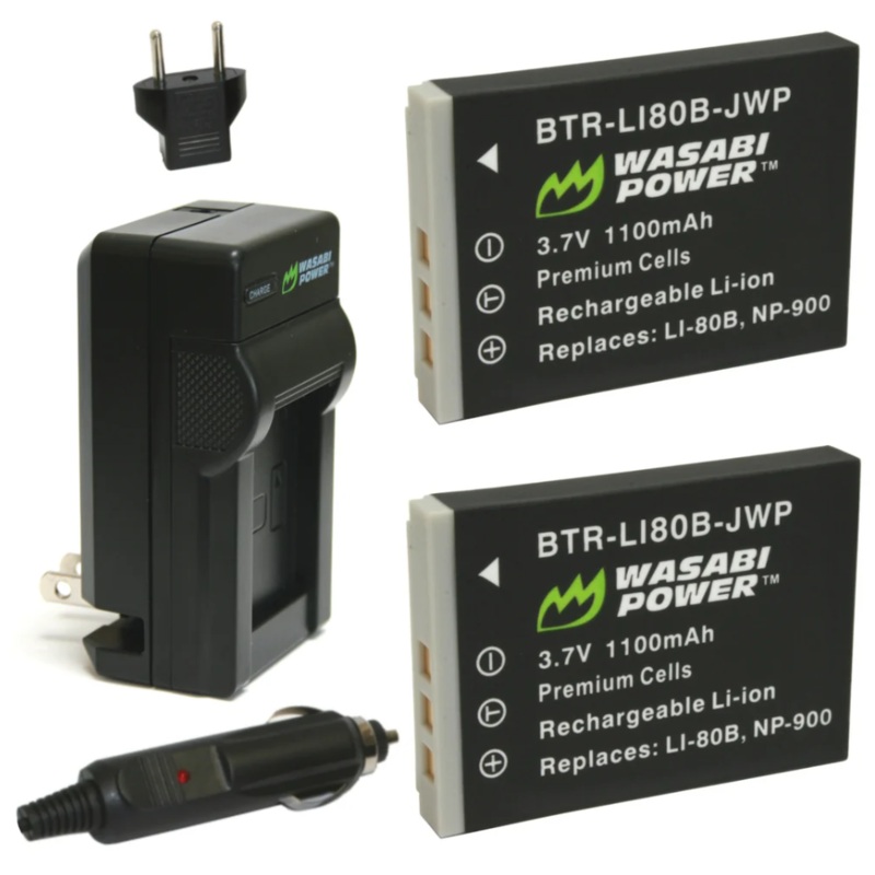 NP-900 Battery (2-Pack) & Charger for BenQ, Minox, Norcent, Polaroid, Reefmaster, Rollei, Traveler, Xias Cameras, by Wasabi Power