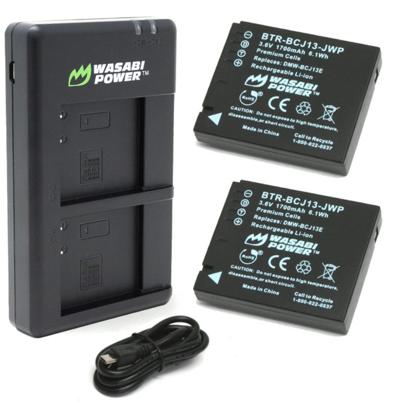 Panasonic DMW-BCJ13 Battery (2-Pack) and USB Dual Charger for by Wasabi Power