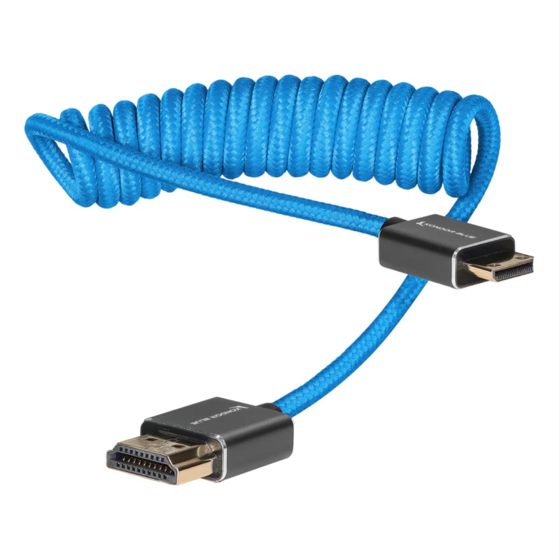 Kondor Blue Mini HDMI to Full HDMI Cable 12″-24″ Braided Coiled