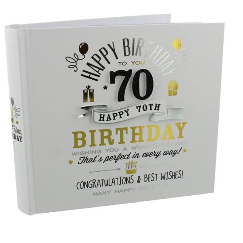 Signography 70th Birthday 4″x6″ Photo Album Black and Gold Design FL29970