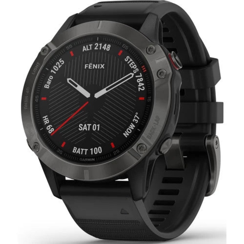 Garmin Fenix 6 Multisport GPS Smartwatch 47mm Sapphire Carbon Gray DLC with Black Band