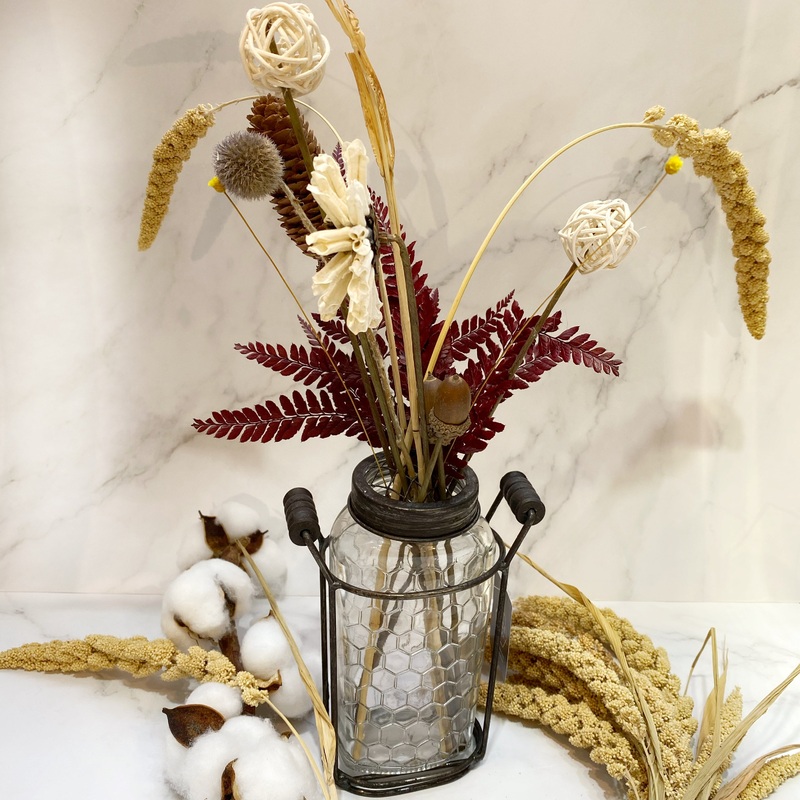 Iron Glass Floral Bottle