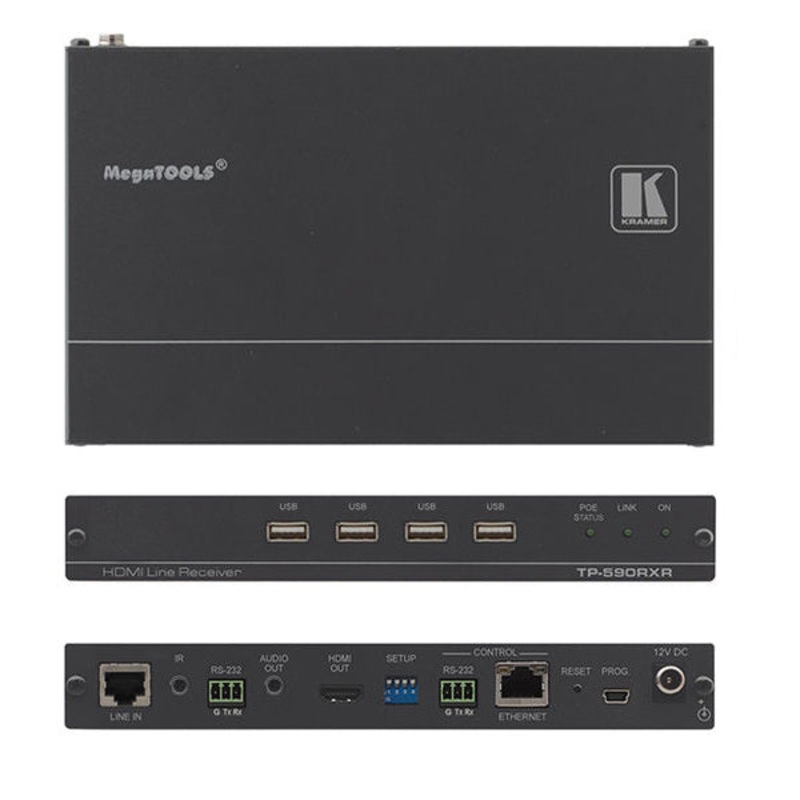 Kramer Electronics TP-590RXR 4K UHD HDMI, Audio, USB, Bidirectional RS232 & IR over HDBaseT 2.0 Twisted Pair Receiver