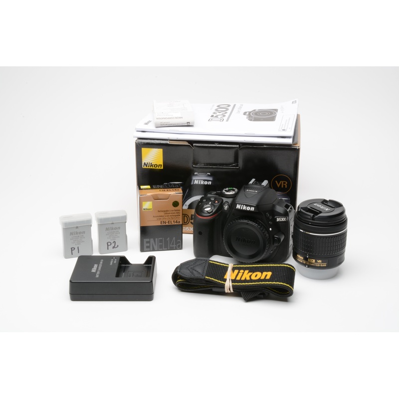 Nikon D5300 DSLR w/Nikkor 18-55mm VR, 2X batts+charger Only 2120 Acts!