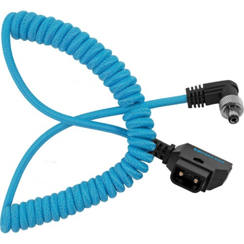 Kondor Blue Coiled D-Tap to Locking DC 2.5mm Right-Angle Cable (16 to 50″)