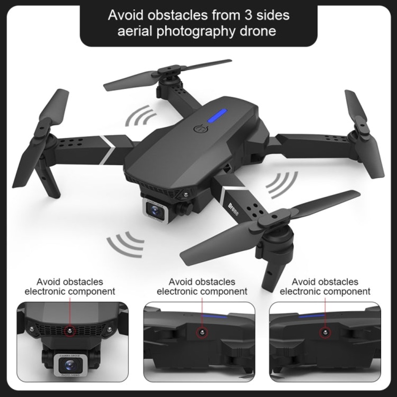 LS-E525 Pro 4K Single HD Camera Three-sided Obstacle Avoidance Mini Foldable Quadcopter Drone Black Black