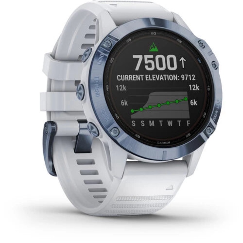 Garmin Fenix 6 Multisport GPS Smartwatch 47mm Pro Solar Cobalt Blue with Whitestone Band