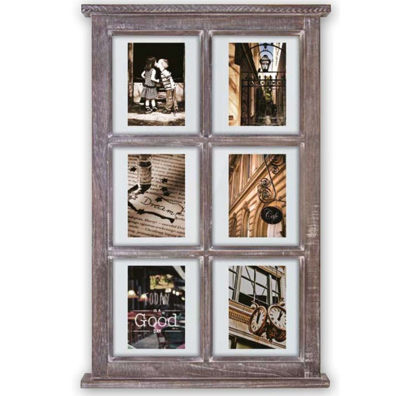 Hampton Window Style Floating Brown Multi Photo Frame Overall Size 26.5×17 Inches