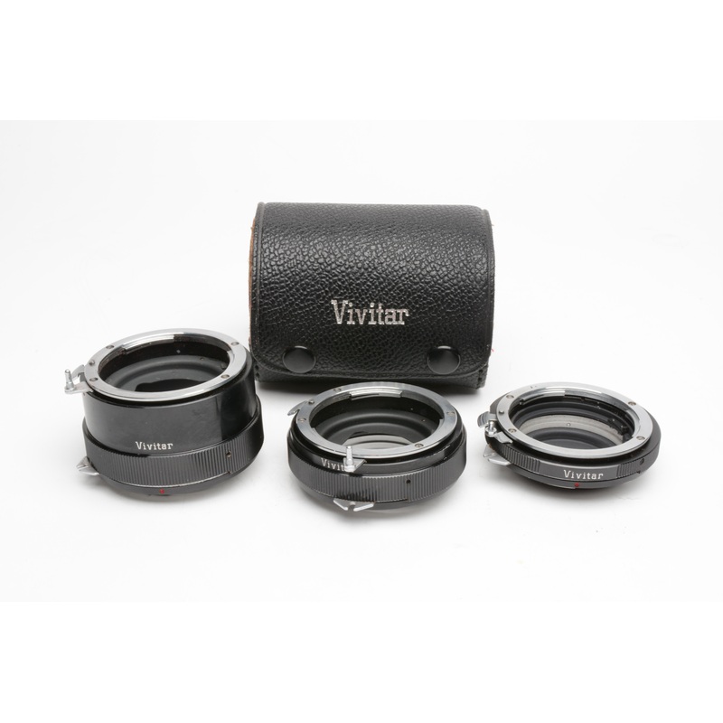 Vivitar Extension Tube Set AT-3 36mm, 20mm, 12mm for NIKON F (Non AI) +case