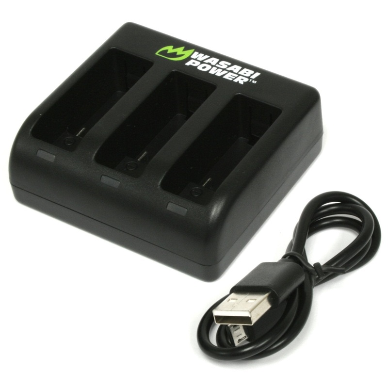 GoPro HERO8 Black, HERO7 Black, HERO6, HERO5, HERO 2018 Triple Battery Charger by Wasabi Power